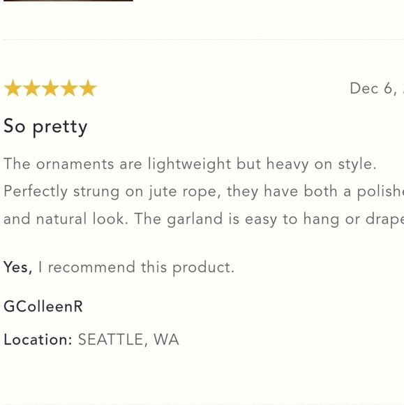 Anthropologie Stars & Orbs Garland - white w/ gold - Picture 6 of 9